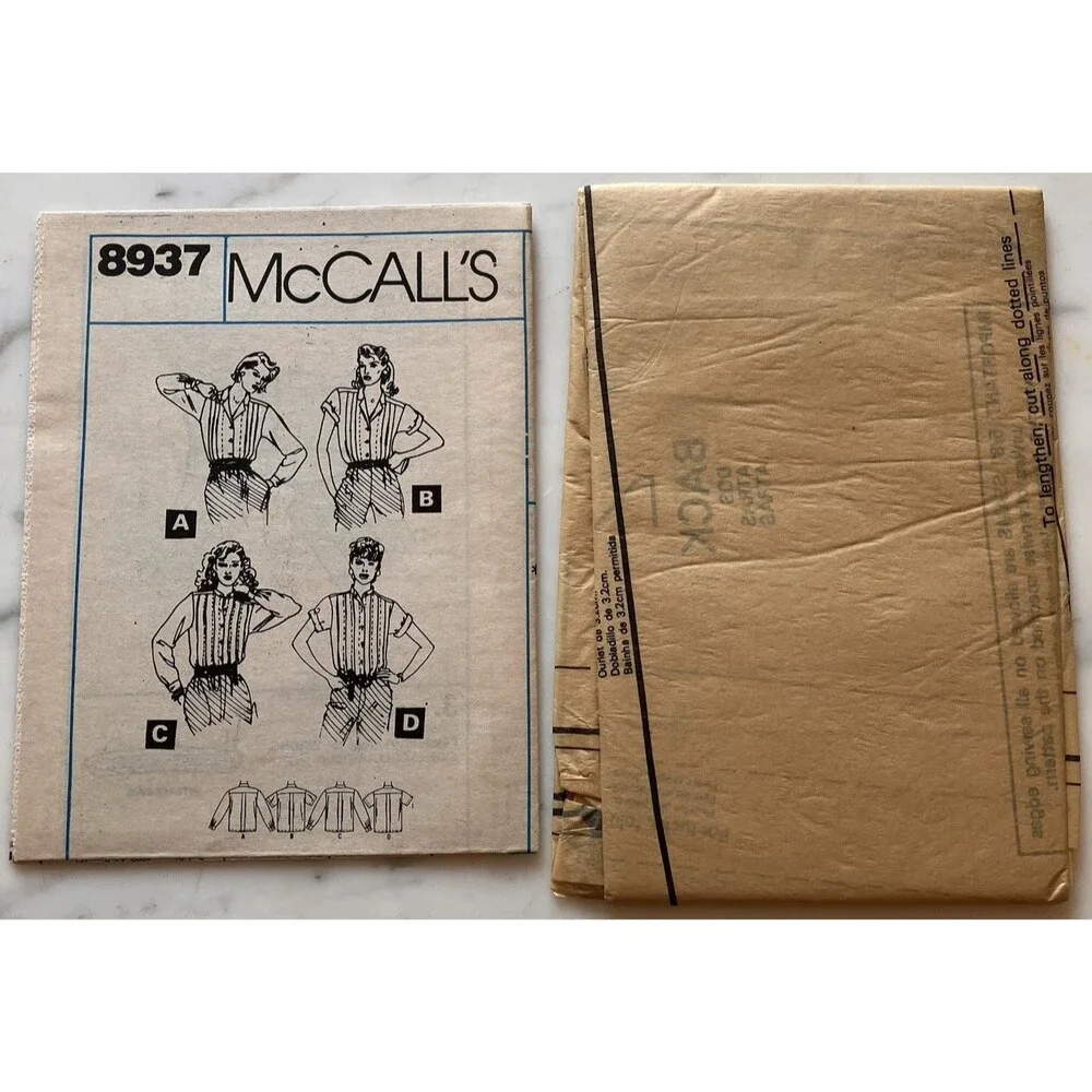 McCall's Sewing Pattern 8937 Misses Blouse Size 16 Bust 38” Uncut Vintage 1984‎